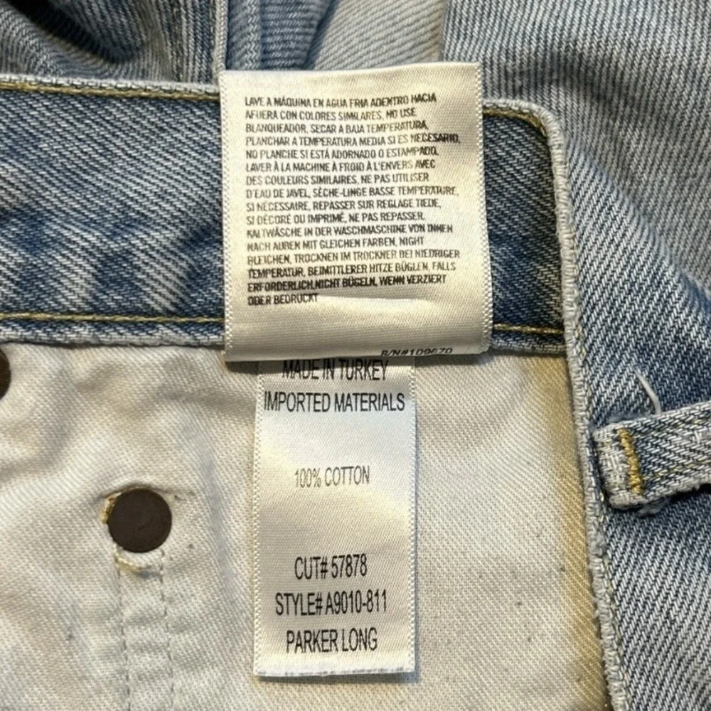 AGOLDE Parker Blue Denim Shorts sz 27 Buttonfly Cut-off Distressed 100% Cotton